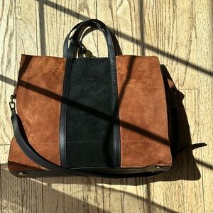 Fossil Brown and Black Carmen Tote Suede